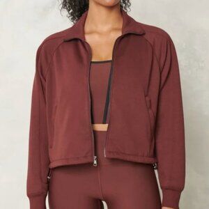 New Abercrombie & Fitch YPB neoKNIT Cinched Full Zip Jacket Reddish Brown Small